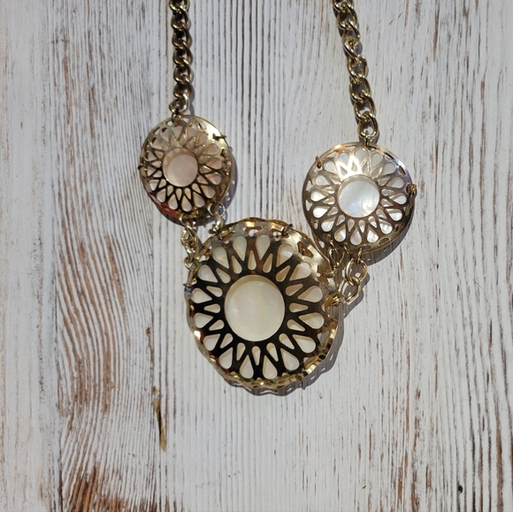 Goldtone Fashion Necklace with Stone Detail - Picture 3 of 7